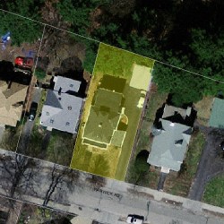 25 Warwick Rd, Newton MA  02465-1723 aerial view