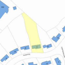 32 Oldham Rd, Newton MA  02465-2327 plot plan